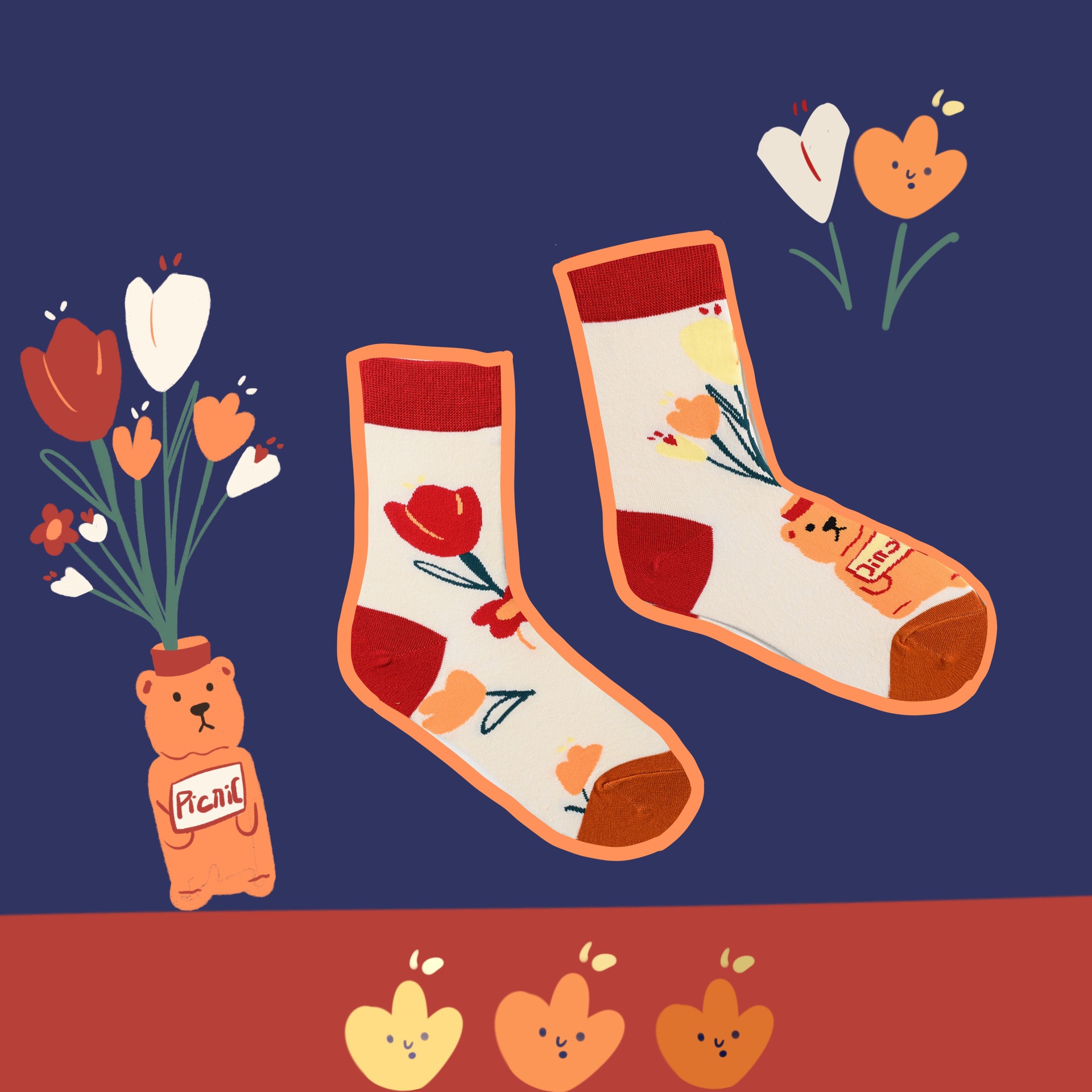 现货2020创意个性男女通用情侣潮袜时尚卡通日系中筒棉袜春夏新款