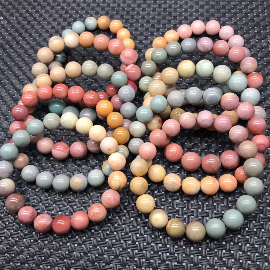 阿拉善彩玉渐变彩虹手串颜色鲜艳女款石单圈手链批发