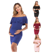2020夏季新款欧美女装速卖通亚马逊ebay女式一字领孕妇连衣裙