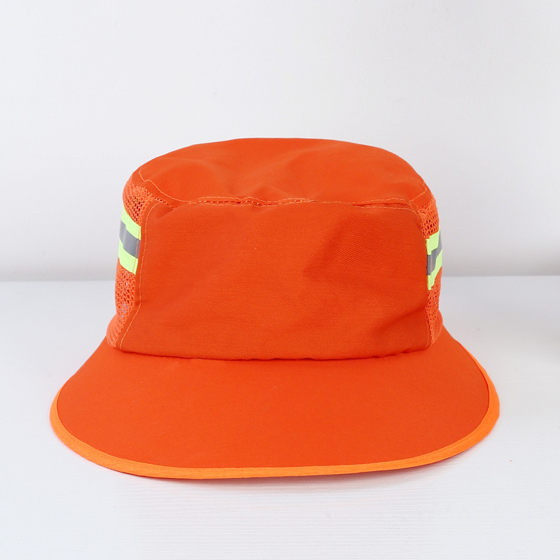 环卫工人帽夏季遮阳防晒帽物业保洁清洁工工作帽系绳大帽檐网眼帽