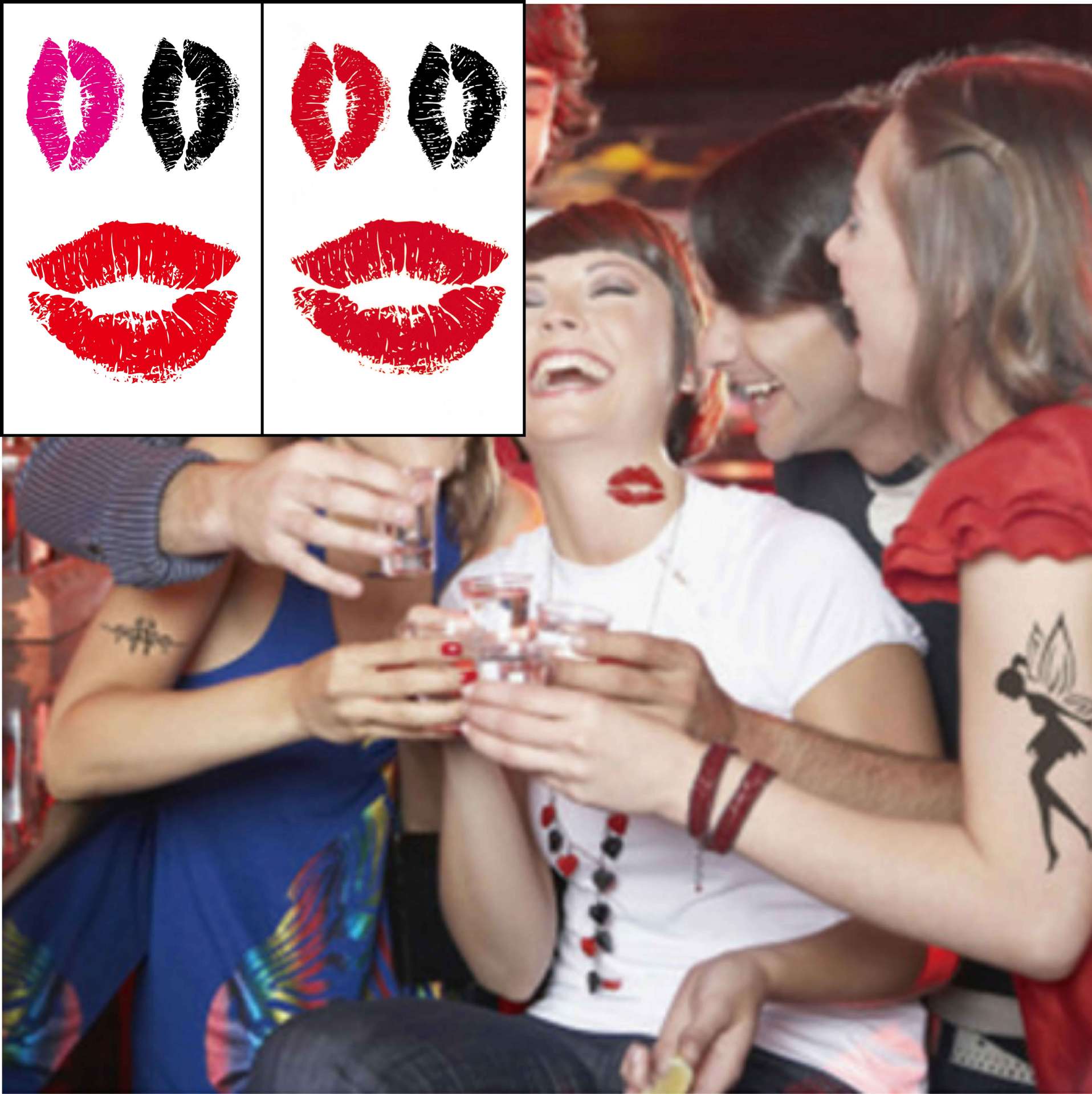 纹身贴防水男女持久红唇嘴唇唇印性感胸部小清新网红ins风贴纸