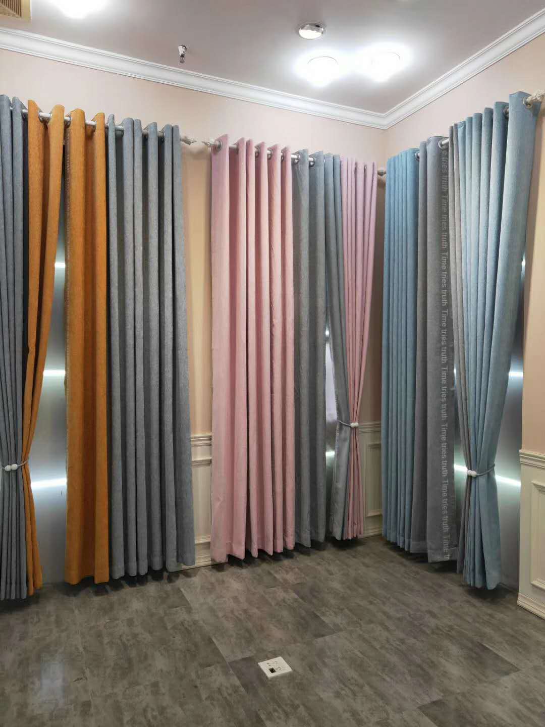 新款羊绒无缝拼接窗帘工程酒店专用窗帘布料成品批发直销