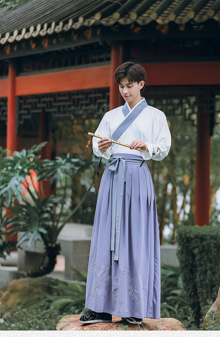 魏晋大袖衫交领齐腰襦裙大码古装汉服男帅气书生翩翩公子学生班服