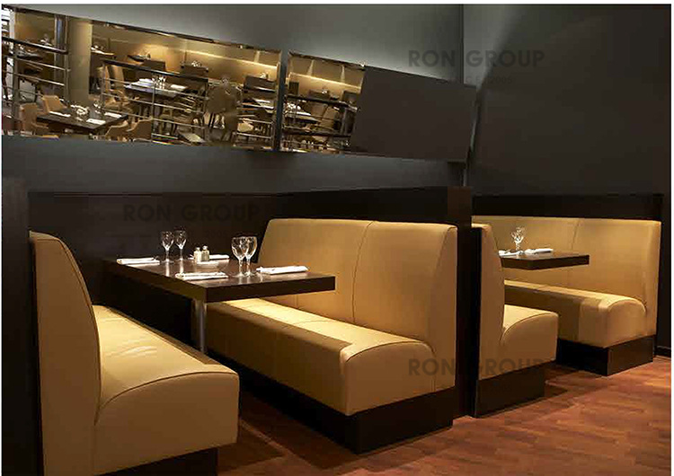 环保皮,填充物为高密度海绵 【产品优势】 销量爆款餐厅酒店卡座沙发