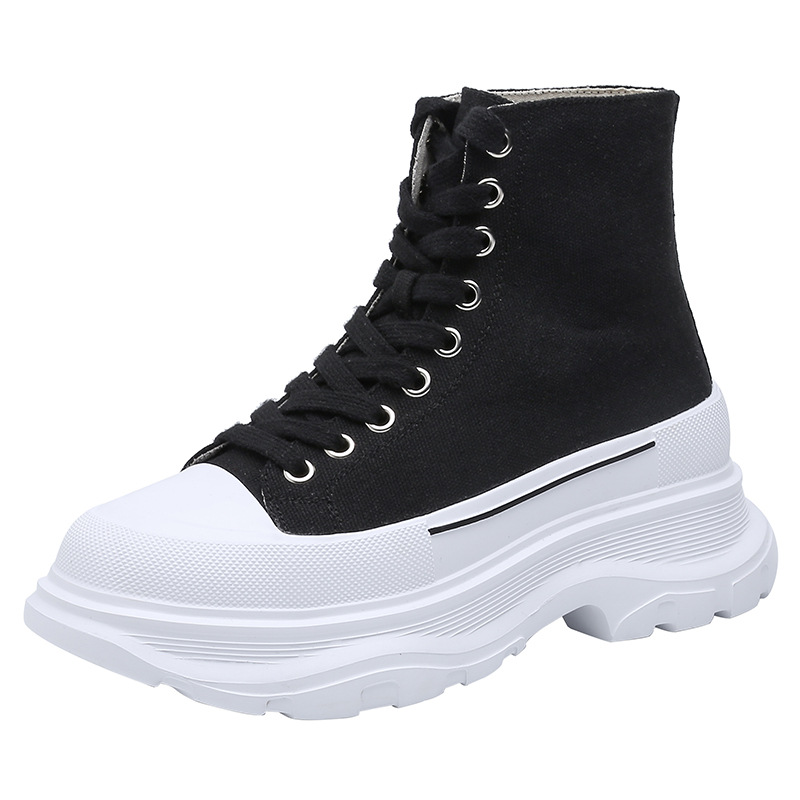 心菲2021新款麦昆帆布鞋高帮ins老爹鞋增高厚底男款时尚情侣款414