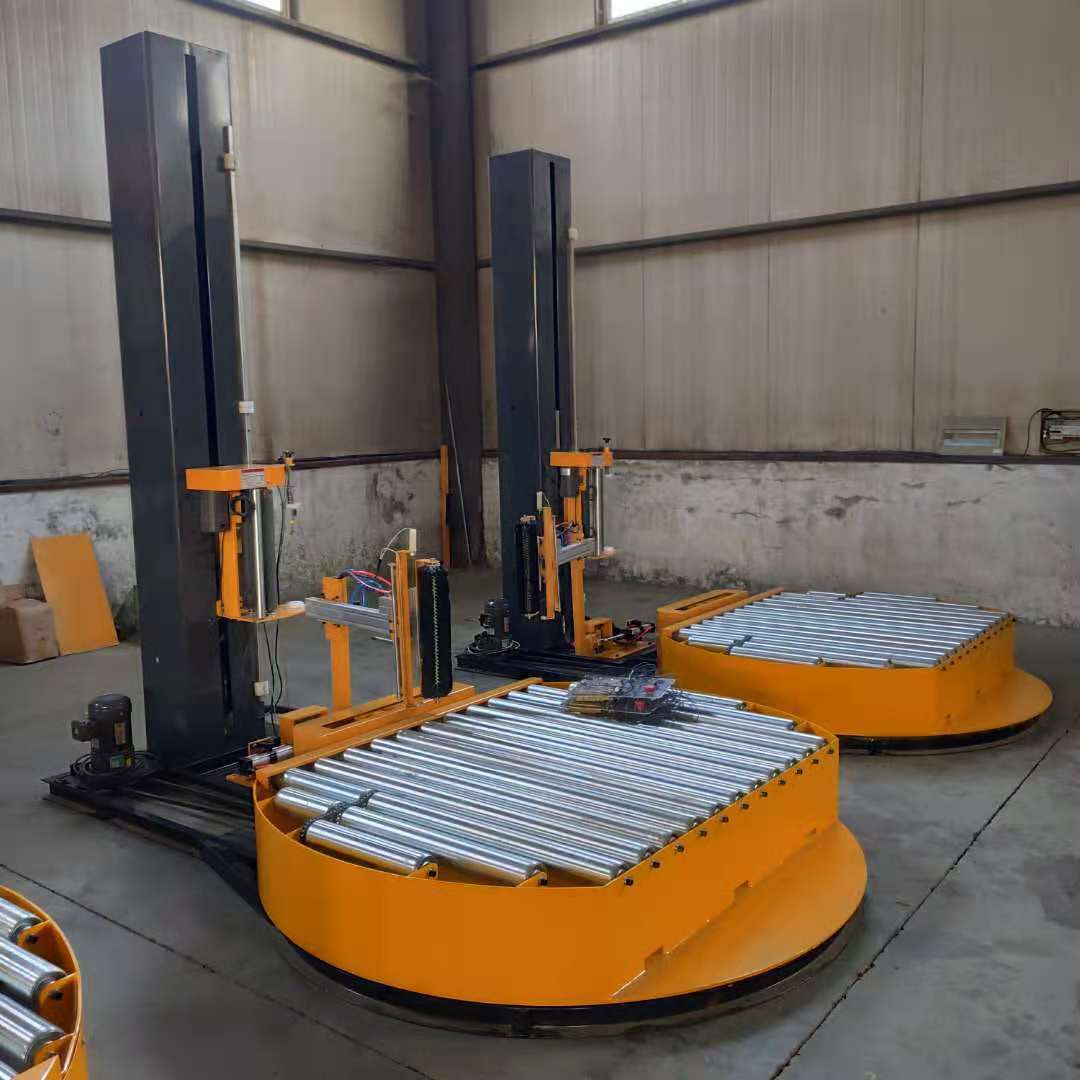 全自动绕膜包装打包机缠绕膜打包机专业设计在线托盘缠绕机