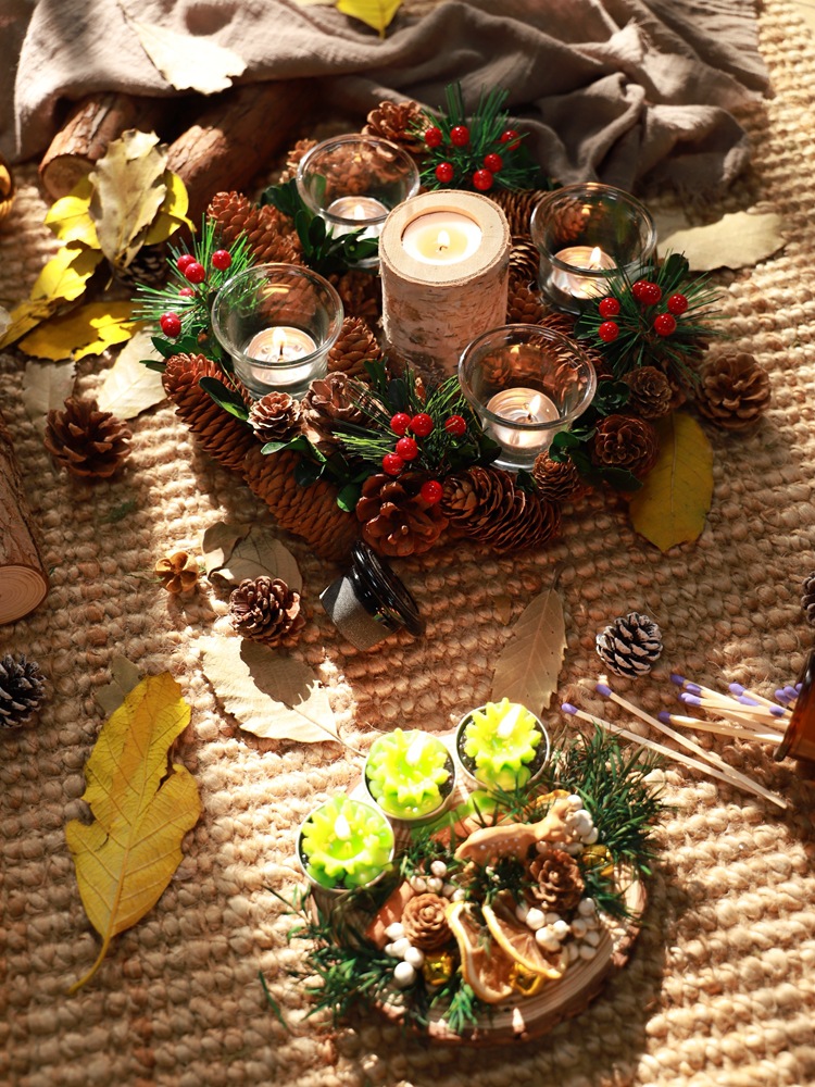 小鹿森林主题diy烛台圣诞节创意装饰摆件礼物香薰蜡烛北欧饰品