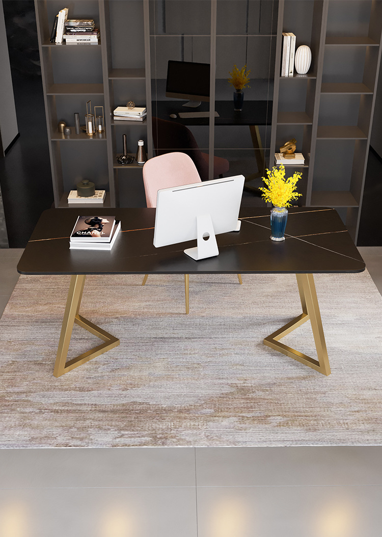 北欧轻奢大理石简约书桌电脑办公桌卧室网红直播院咨询接待桌