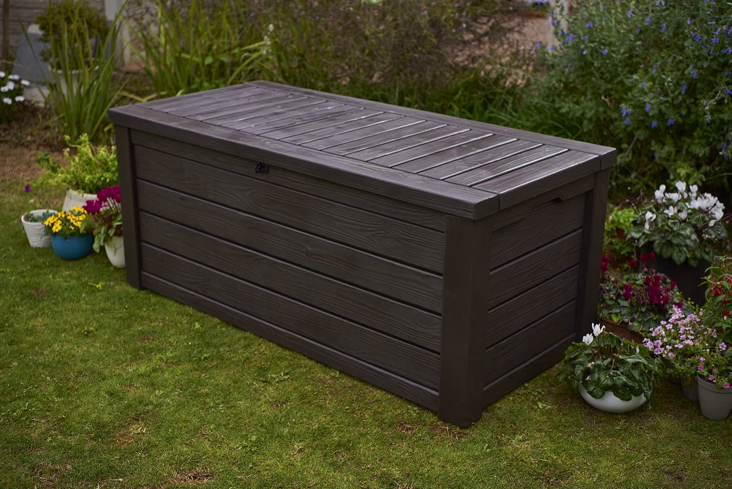 仿木花园工具箱户外储物箱塑料杂物收纳置物箱室外阳台露台收纳箱