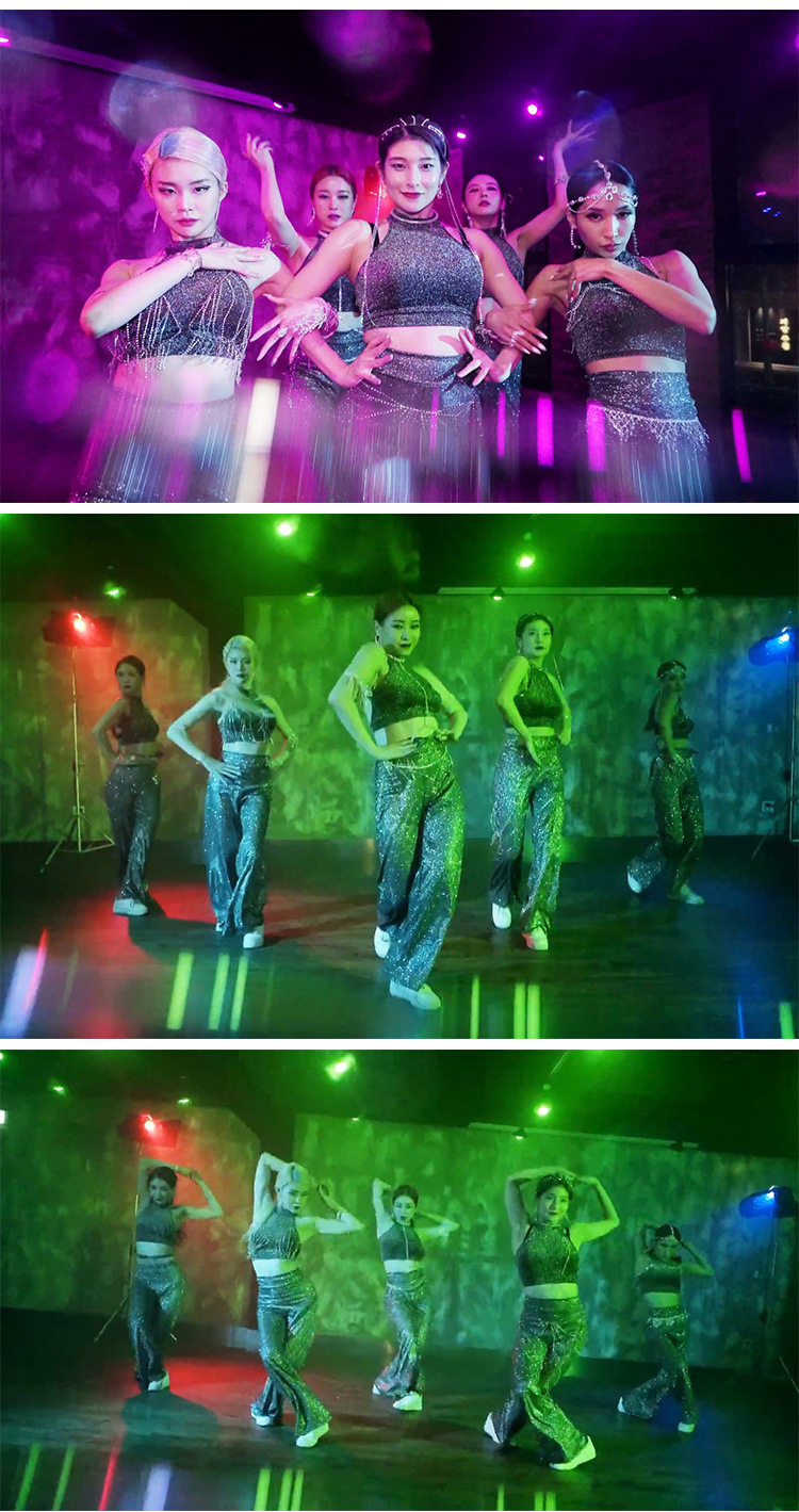 靡瑟品 酒吧gogo服装女性感银丝长裤套装夜店女djds演出服新款