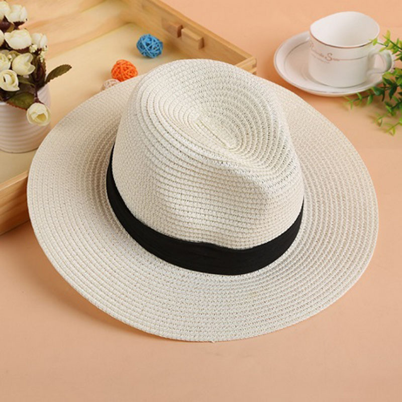 Xiaolajiao Style Summer Sunshade Women's Foldable Straw Hat Wide Brim Top Hat Panama Beach Vacation Hat