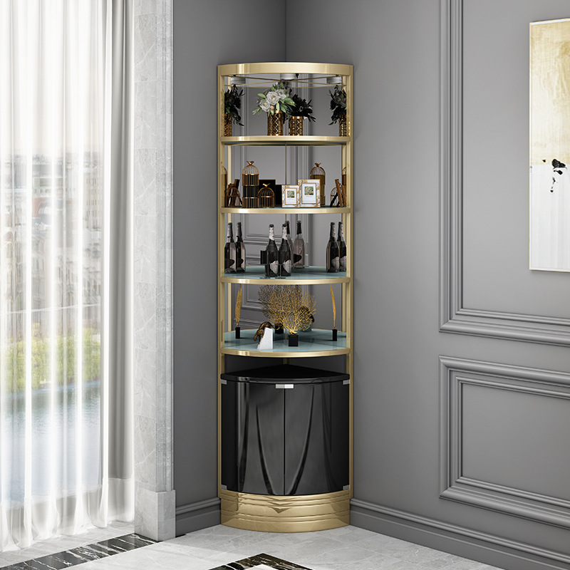 碧桂园轻奢不锈钢酒柜家用客厅转角柜落地三角柜餐厅墙角酒柜靠墙