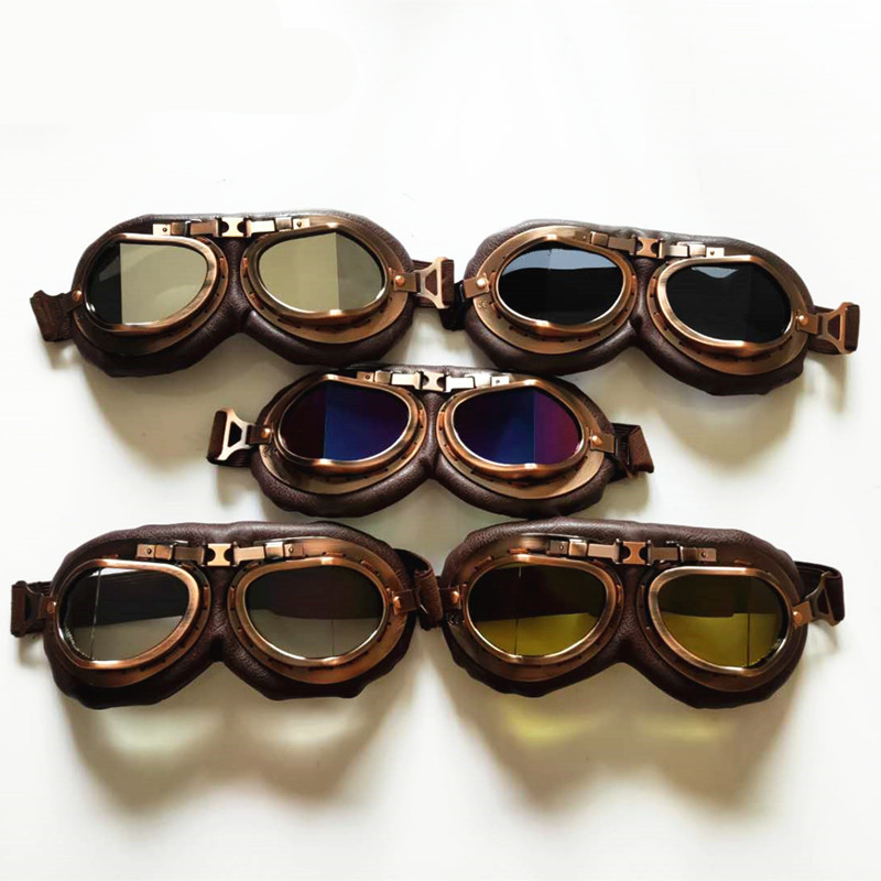 现货古铜折角风镜 摩托车骑行护目镜 复古机车眼镜户外防风镜