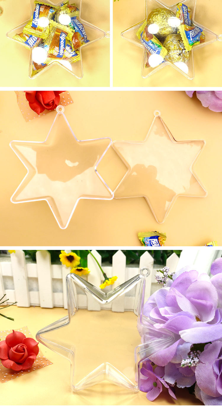 外贸电商跨境货源个性创意彩色塑料透明六角星星盒结婚盒子喜糖盒