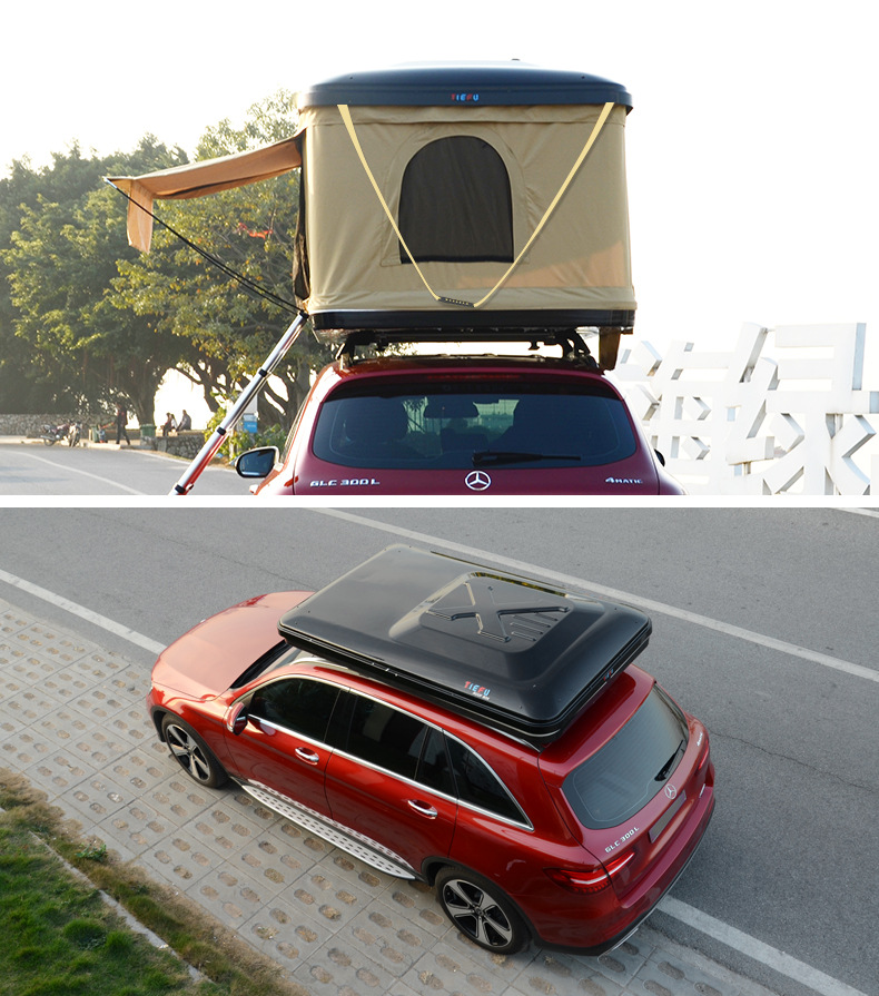 车顶帐篷液压全自动 黑白色户外自驾游折叠硬顶壳帐蓬 铝梯