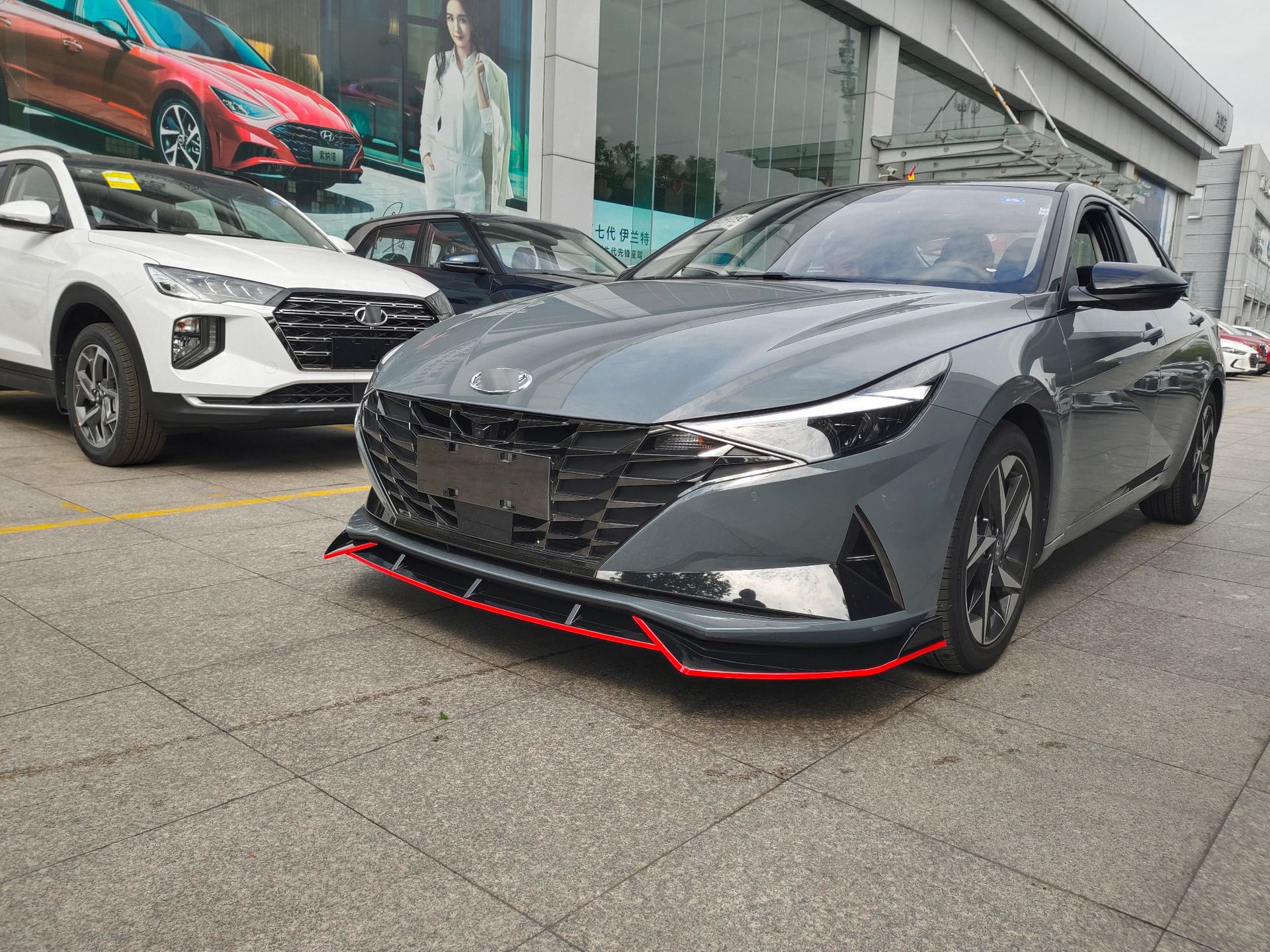 适用于第七代现代伊兰特改装前铲伊兰特前唇侧裙保险杠防撞大小包