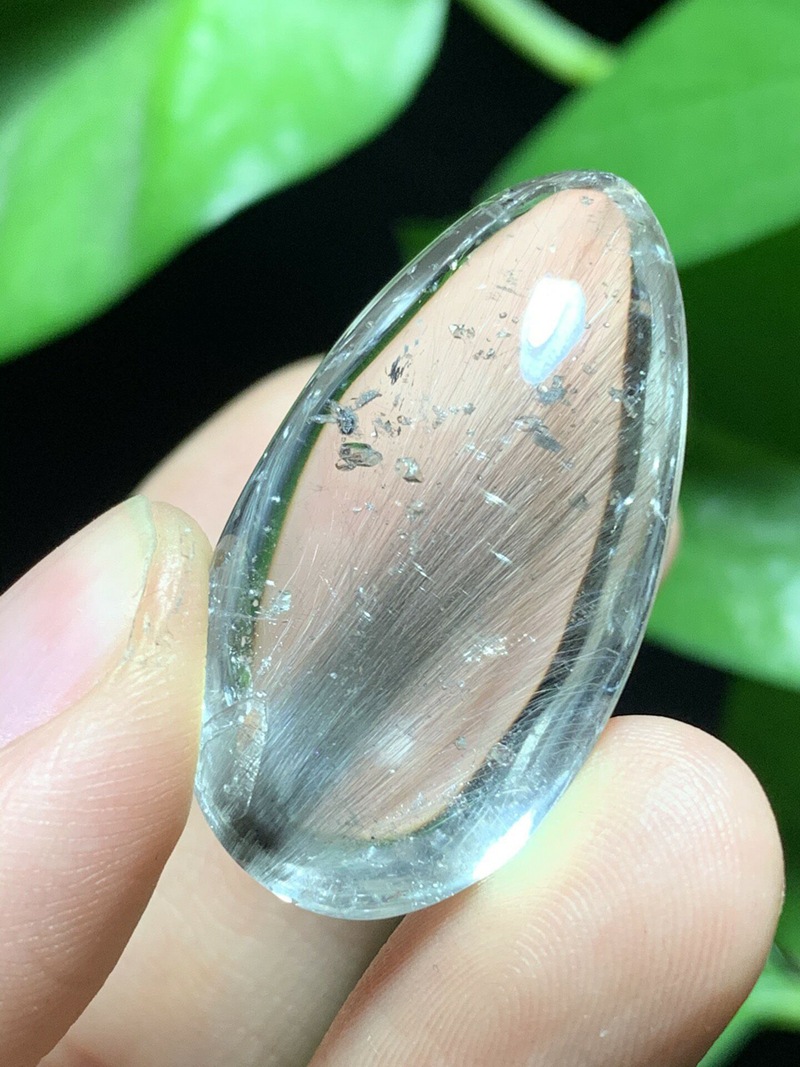 丹利水晶 银钛发晶吊坠 银钛发晶水滴形状吊坠