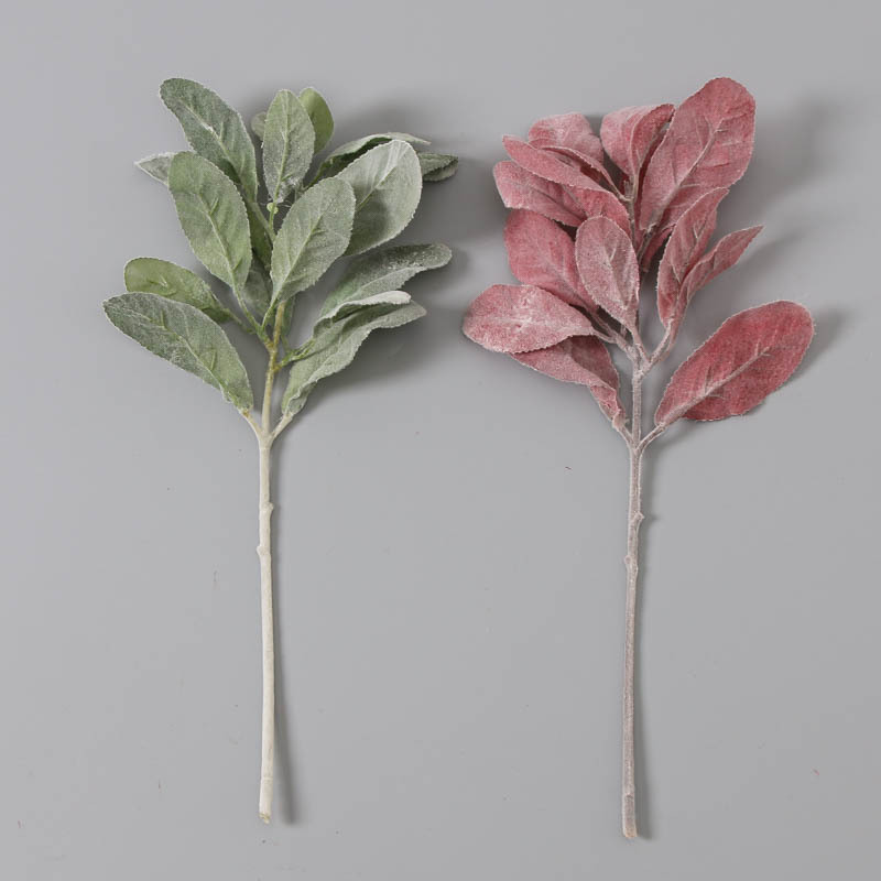 仿真兔耳叶 单支植毛兔耳叶植物墙配材柠檬叶diy插花配件假叶子