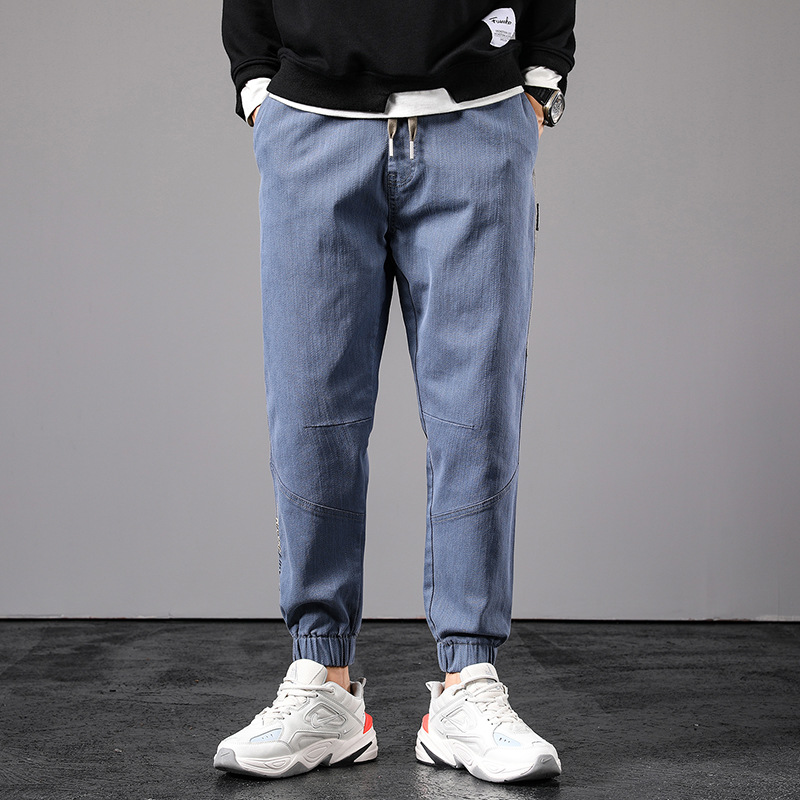 春秋新品男装小哈伦裤 牛仔裤男士束脚裤子 日系宽松男式牛仔裤