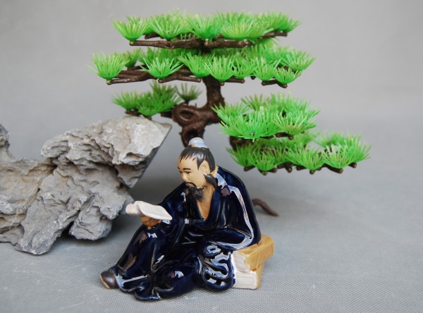 饮酒读书公吹萧弹琴假山盆景摆件人物造景装饰品家居书桌台架装饰