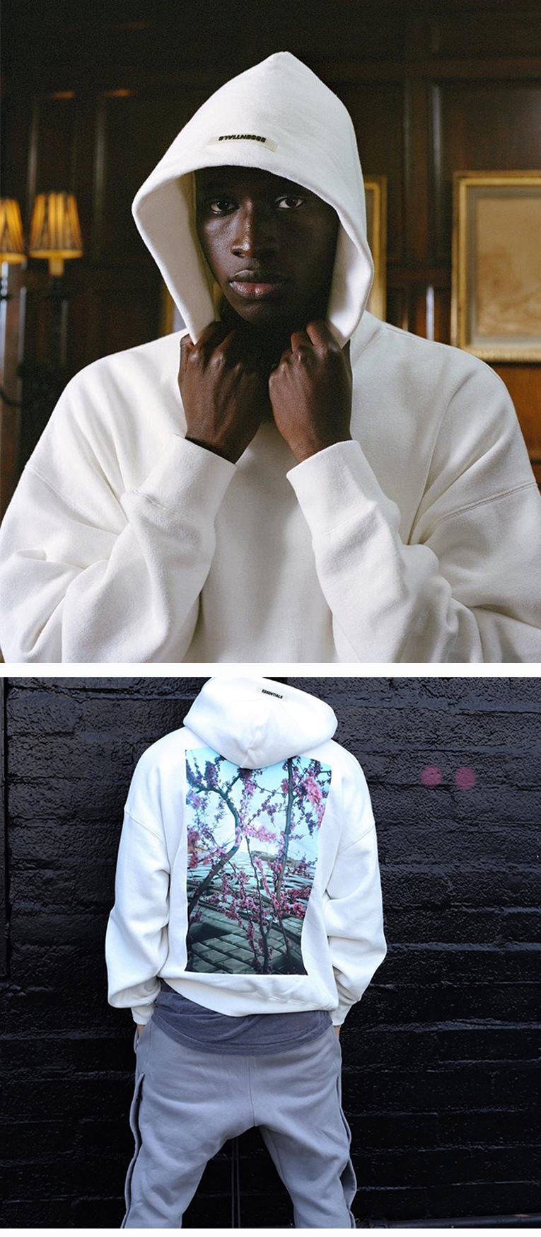 fog fear of god essentials 花卉连帽卫衣侃爷比伯宽松毛圈帽衫