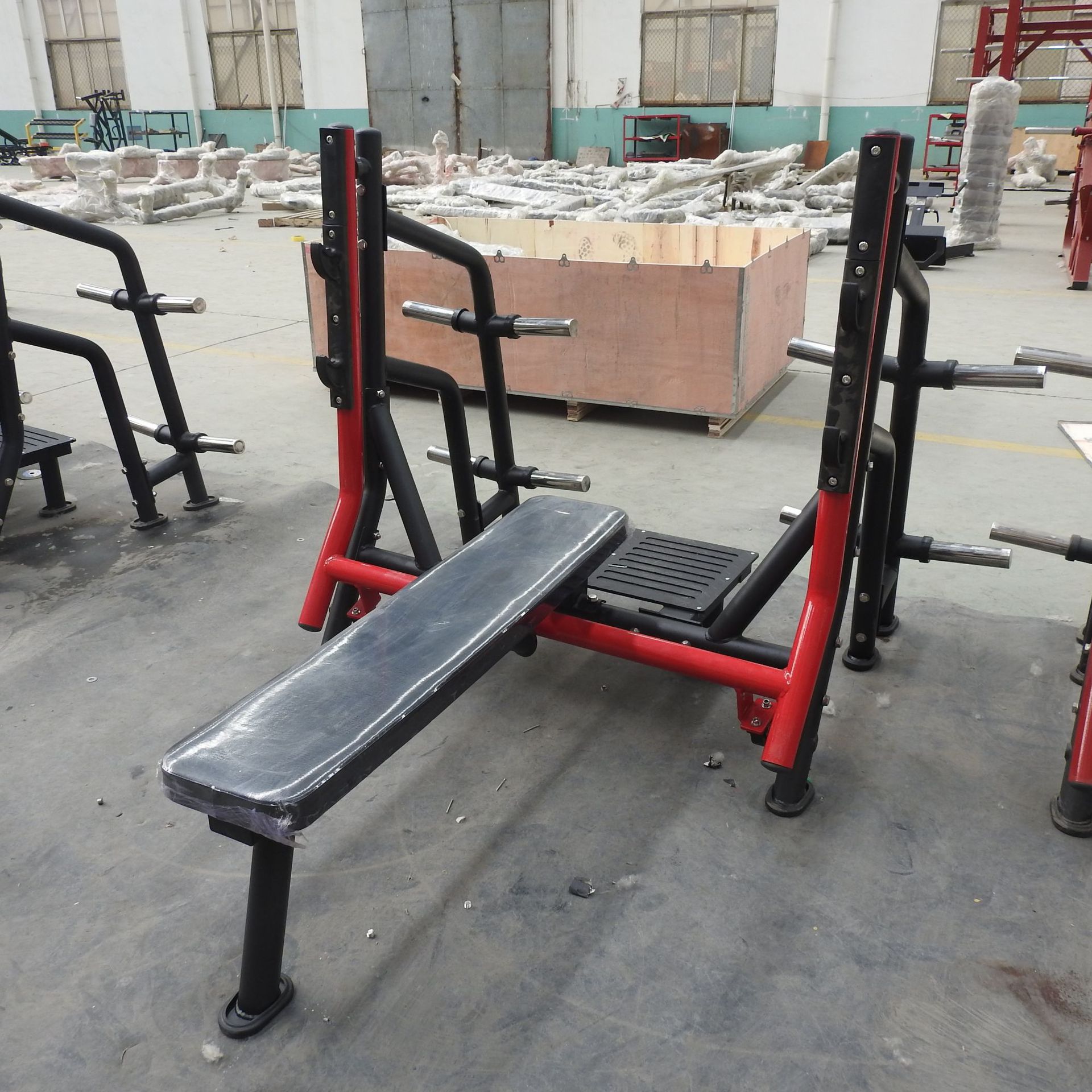 新款圆管平卧推胸训练器 水平推举椅卧推架自由力量推胸健身器材