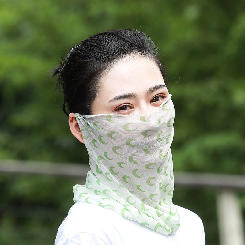 厂家直销女士夏季防晒面纱冰丝面罩花样百搭防尘遮面超薄透气口罩
