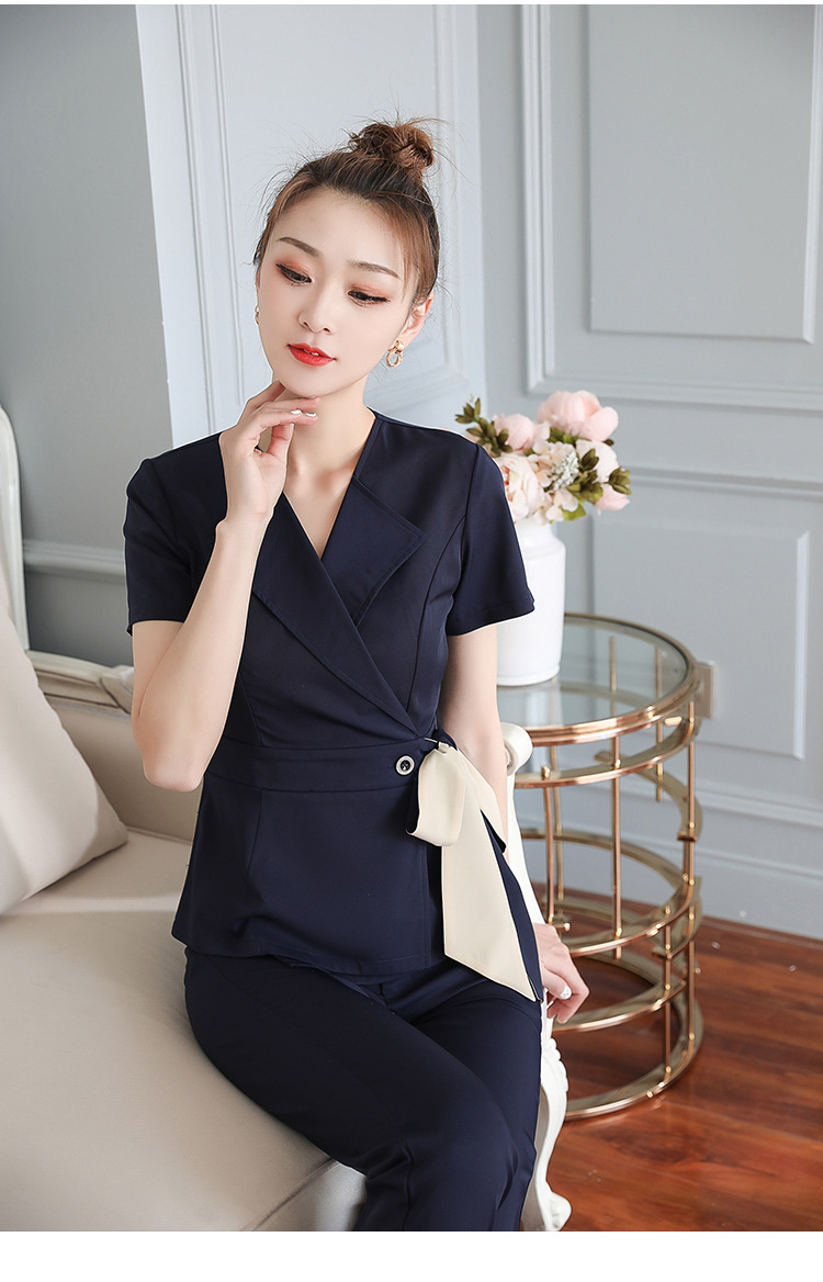 美容院美容技师工作服长裤套装2020新款足疗足浴工作服休闲高端女