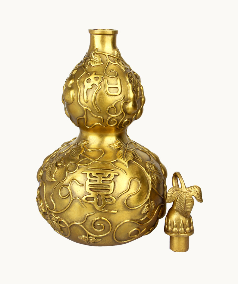 纯铜吉祥如意铜葫芦八卦风水摆件招财五帝钱挂件家居客厅装饰品