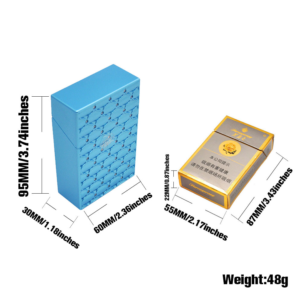 星布斯热销新款 女士格子图案烟盒60mm20只装自动开塑料 原色烟盒