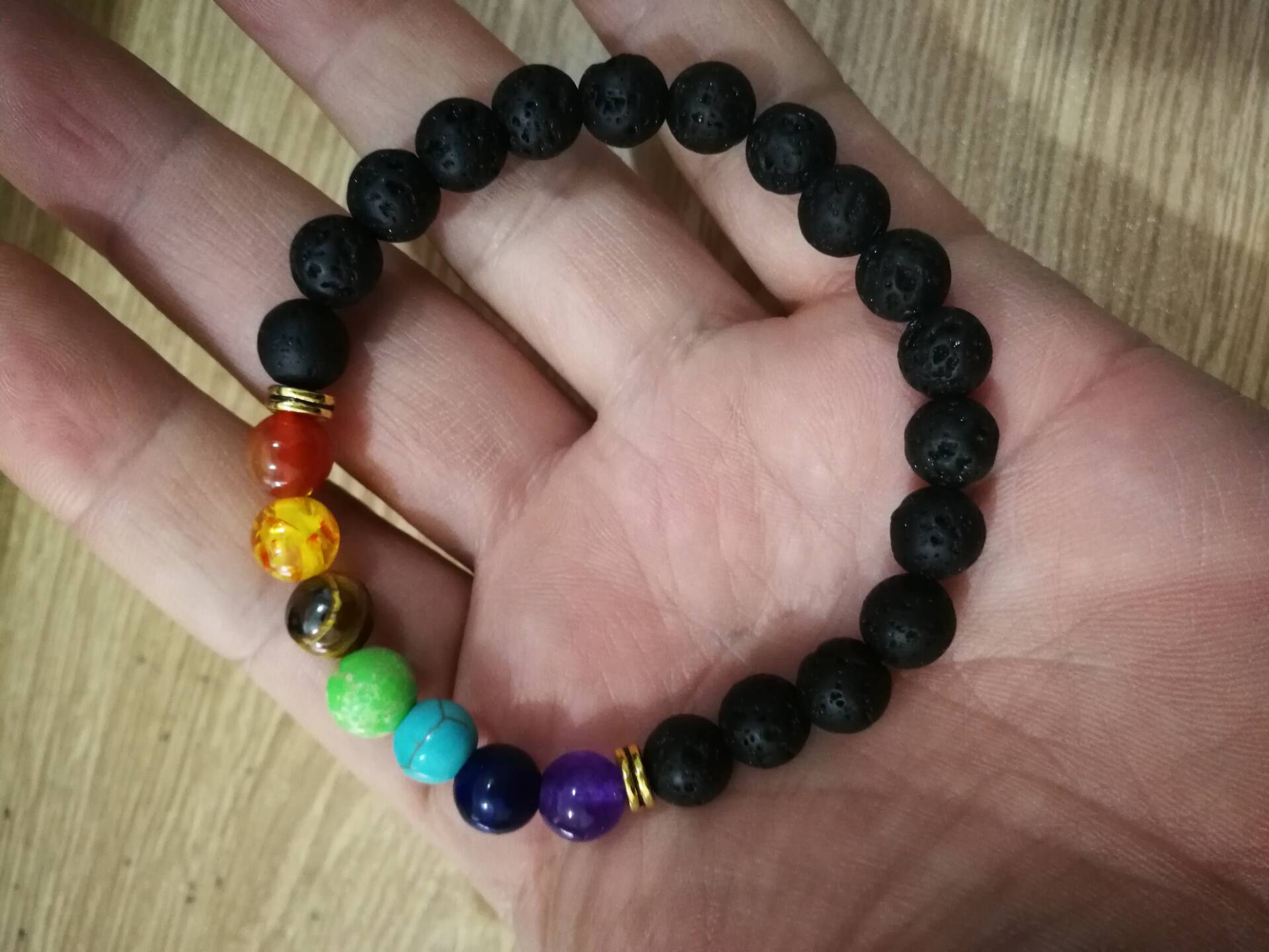 8mm火山石手串珠子黑色熔岩愈合平衡珠灵气佛祷告天然石瑜伽手链