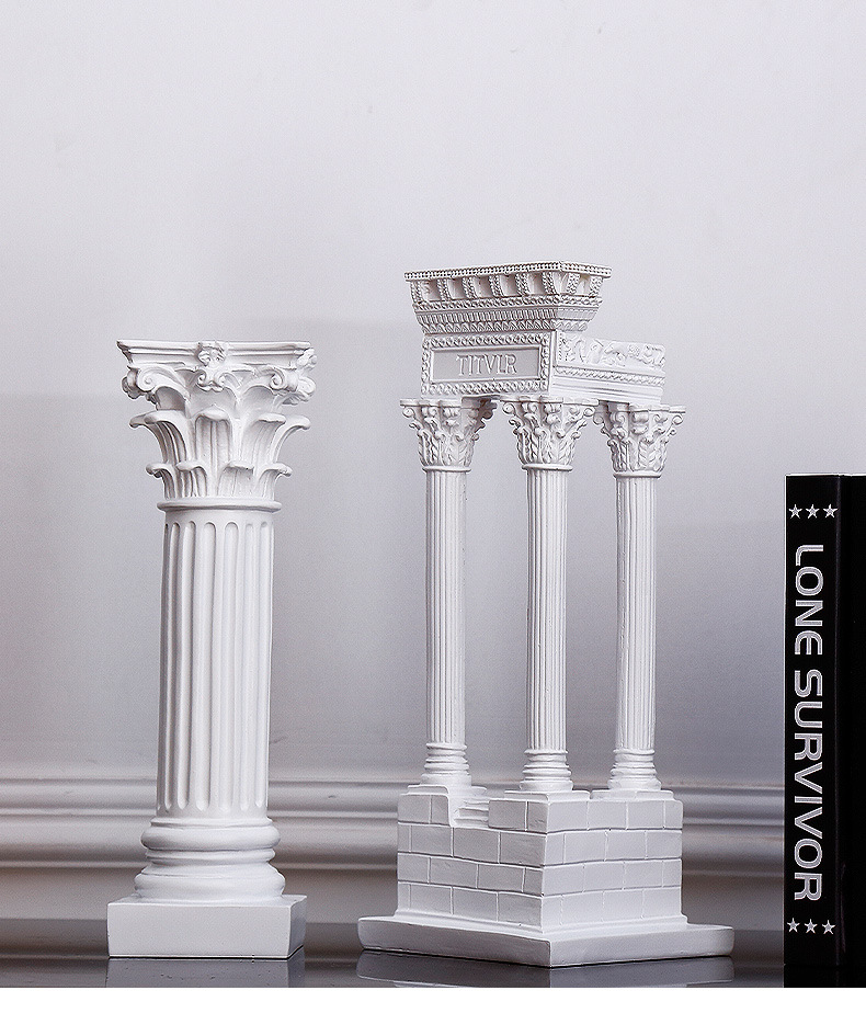 希腊古城神庙建筑模型罗马柱摆件欧式装饰摆设石膏柱子树脂雕塑