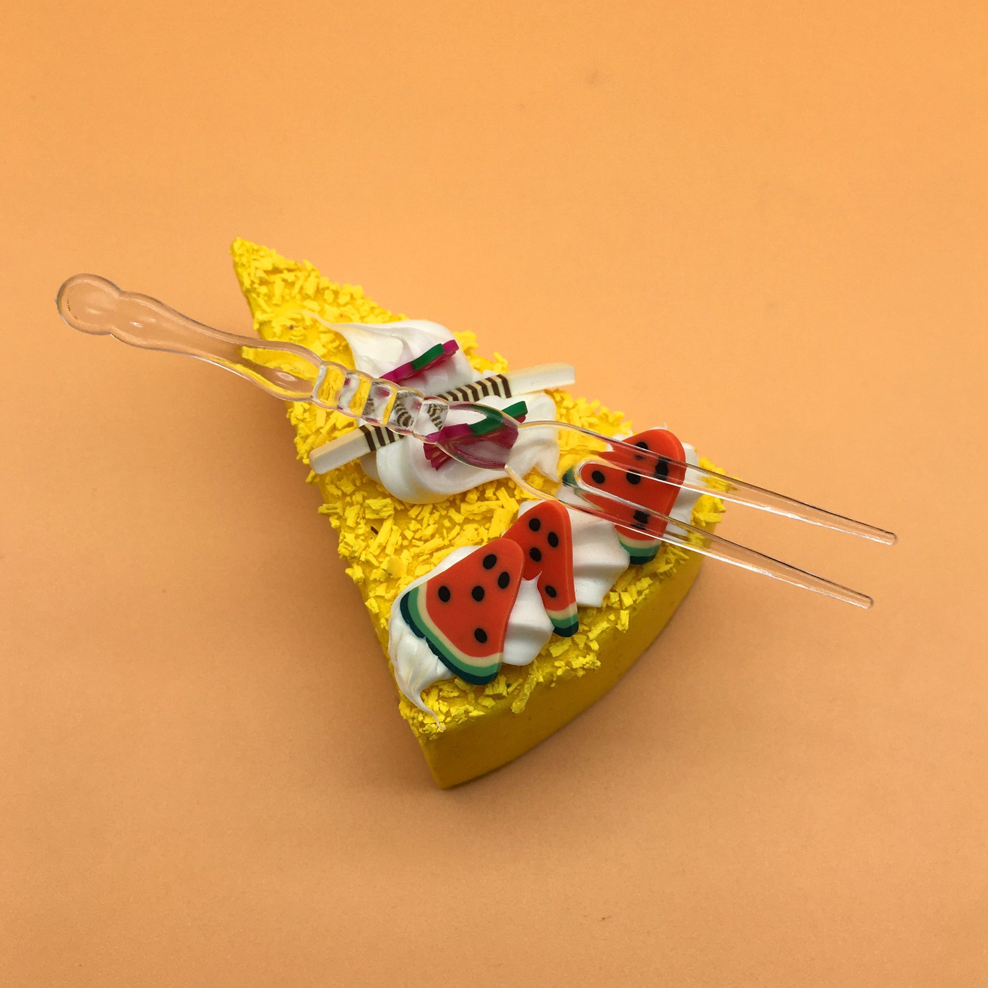 一次性水果叉 塑料二尺叉甜点叉蛋糕叉 烘焙餐具叉竹节叉厂家批发