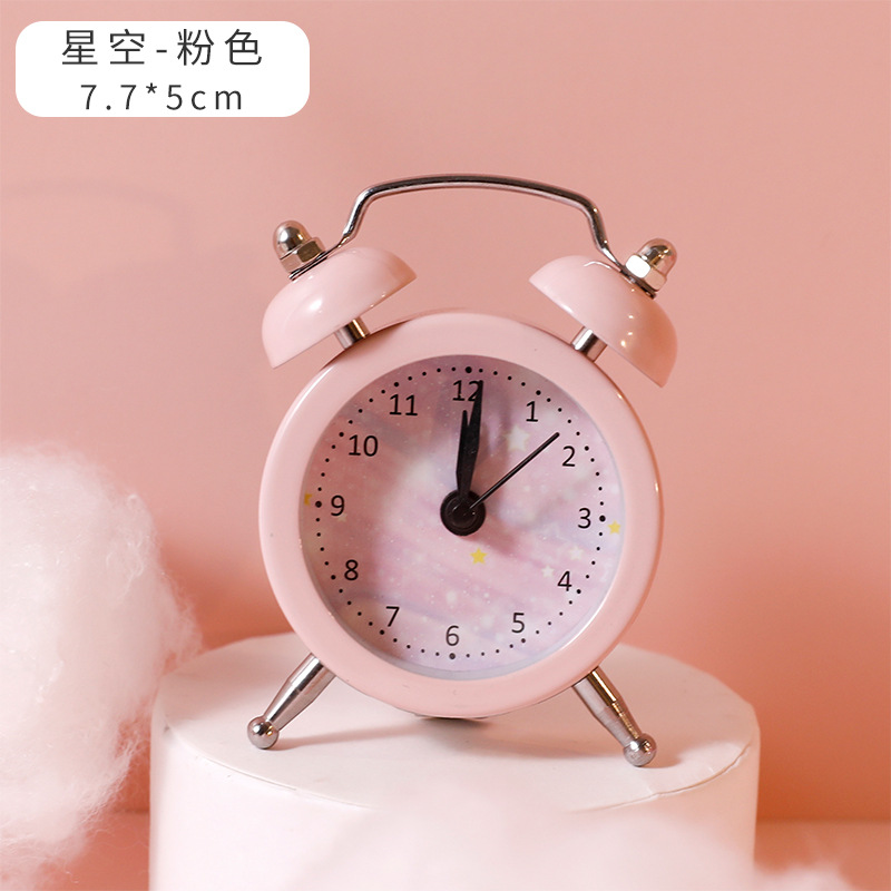 Student Bedside Creative Children Little Alarm Clock Cute Cartoon Mute Simple Bedroom Mini Loud Desk Clock Alarm Watch