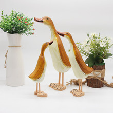 zakka杂货 木制北欧动物雕刻套三 鸭子 创意家居木质摆件田园装饰