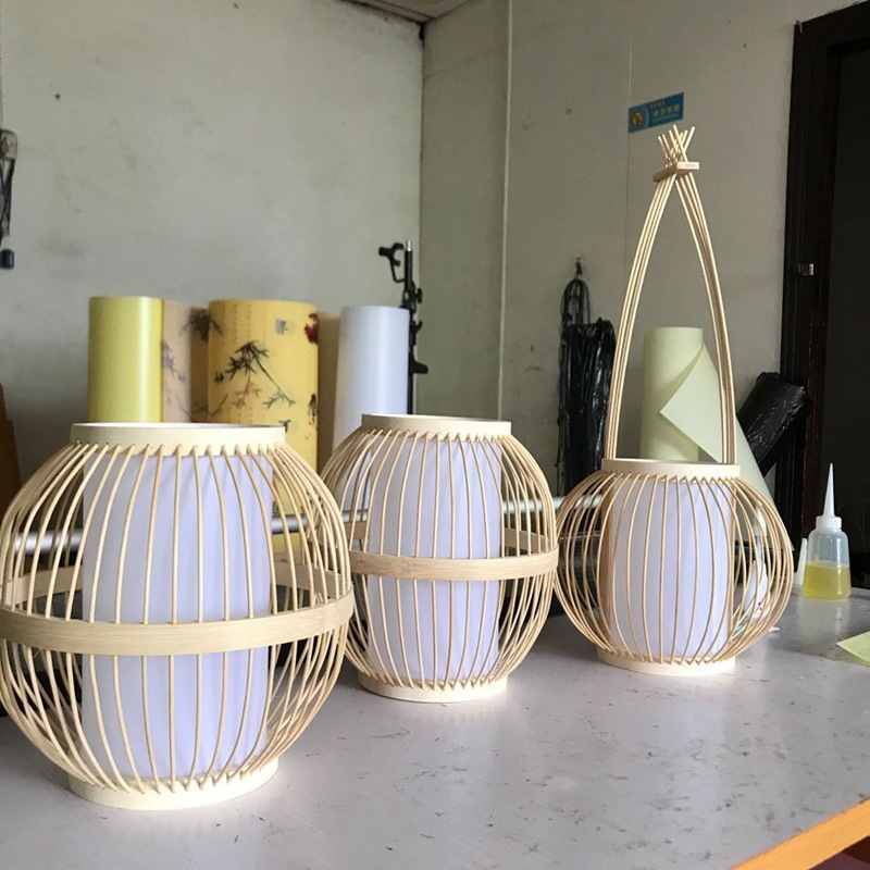 中式餐吊灯茶楼禅意竹艺竹编吊灯竹丝编织小灯笼吊灯台灯餐厅吊灯
