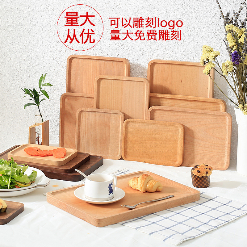 Tray Rectangular Wooden Breakfast Bread Plate Beech Tea Coffee Tray Japanese Fruit Dim Sum Plate