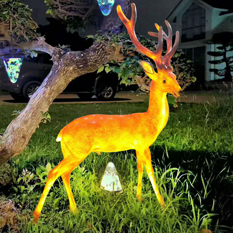 中山工厂园林景观装饰灯玻璃钢雕塑摆件发光梅花鹿动物造型庭院灯