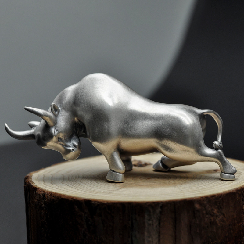 银薇妮足银茶宠牛转乾坤摆件大号办公室饰品礼品吉祥物批发代发
