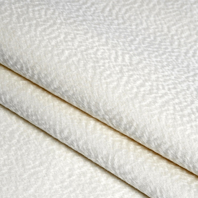 现货 白色850g全毛双面水波纹羊绒面料 秋冬大衣时装毛呢面料