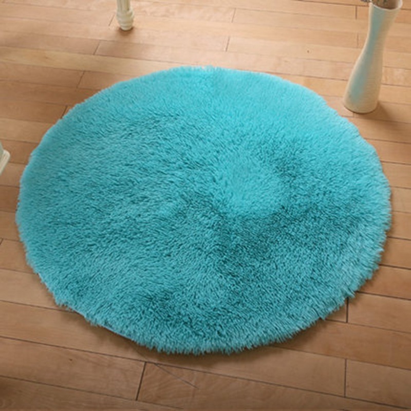 Solid Color Simple round Silk Wool Carpet Living Room Plush Sofa Cover Tea Table Cloth Bedroom Bed Side Length Wool Blanket