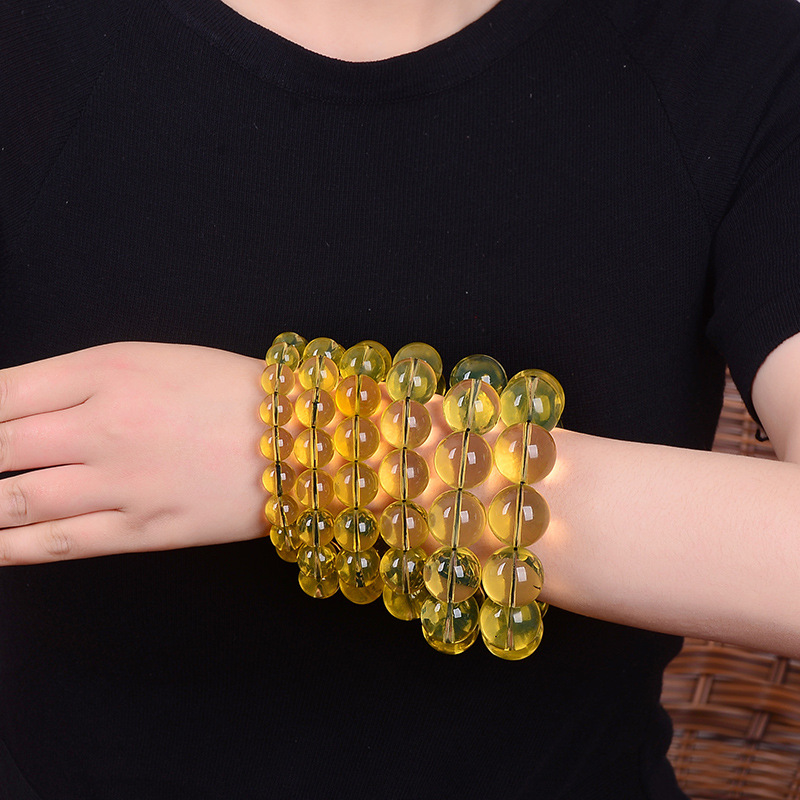 夏季多米尼加蓝珀蜜蜡手串琥珀佛珠圆珠单圈手链蜜蜡手链男女款宝