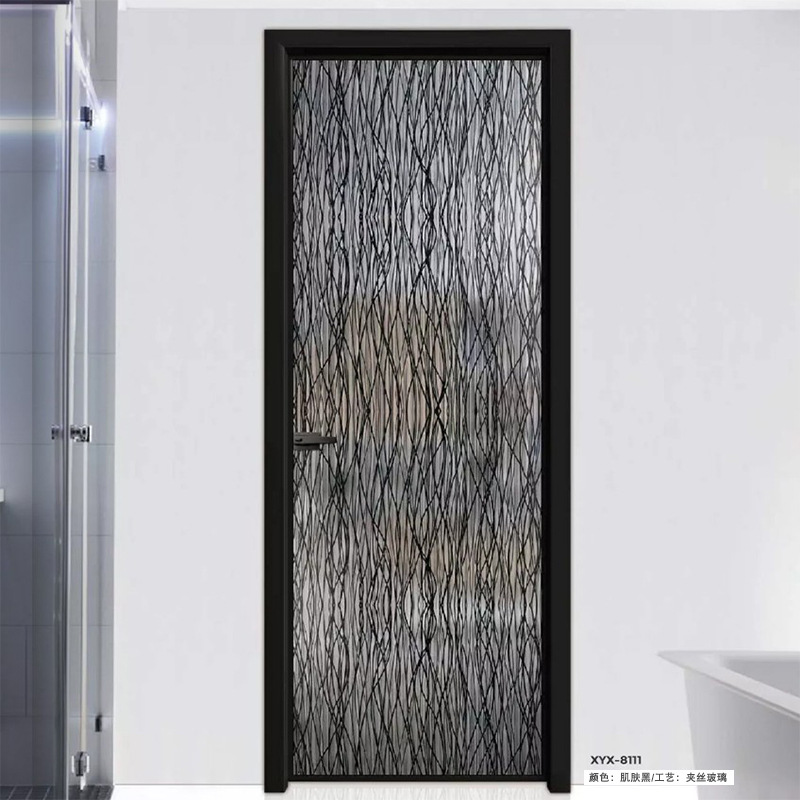 厂家批发16极窄平开门推拉门铝合金卫生间门厨房门夹丝玻璃门定制