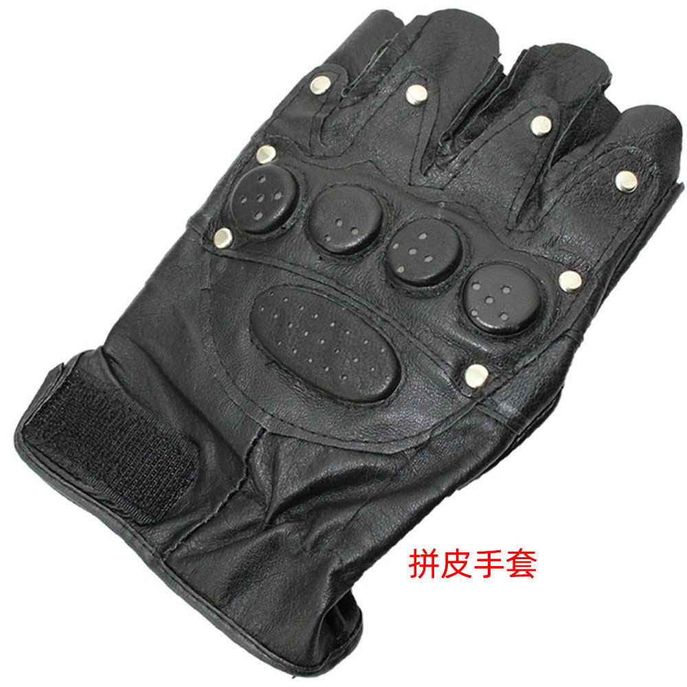 男式运动防护用全黑色仿鹿皮搏击手套(铁钉式) 三个款式