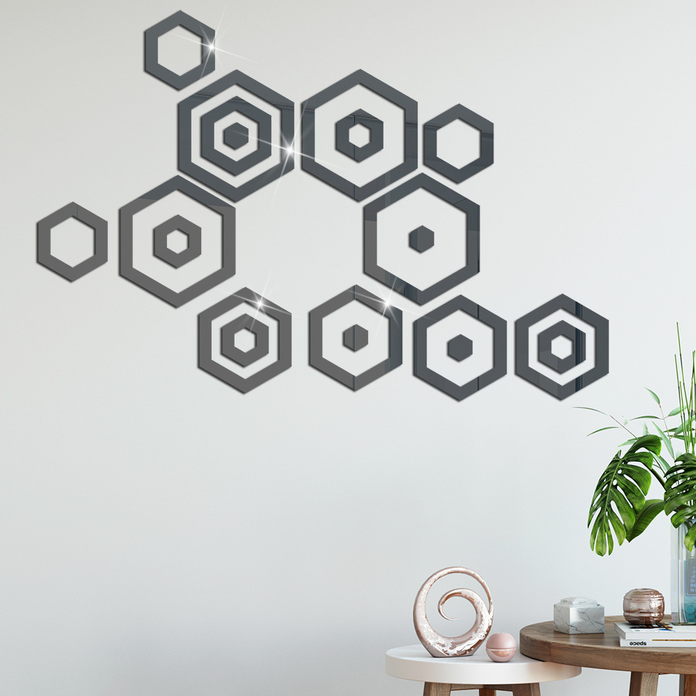 jm614六边形diy镜面组合亚克力墙贴儿童房幼儿园家居装饰.自粘