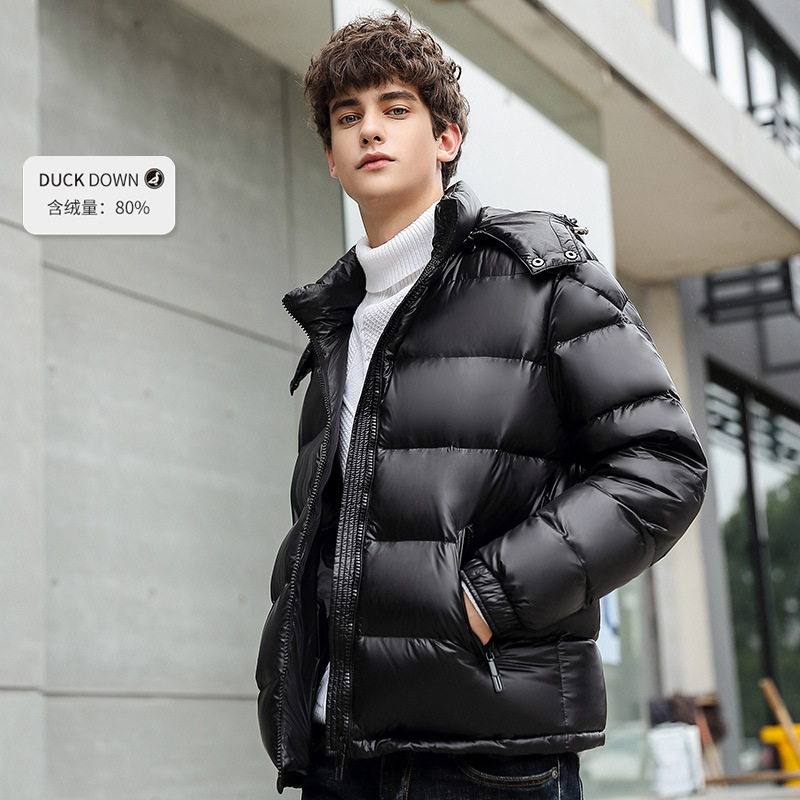 [80 Velvet] 2022 New down Jacket Men's Short Men's Winter Outdoor Casual Sets of Glossy Winter Clothes Men's Live Broadcast