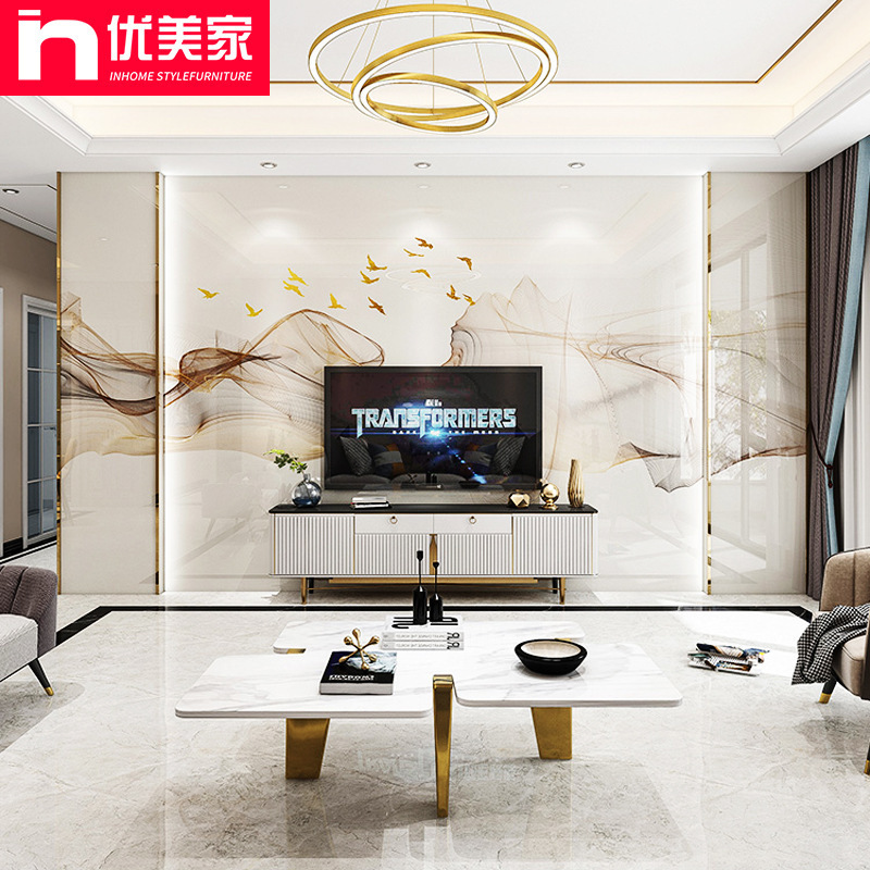 佛山 高温微晶电视背景墙瓷砖简约现代客厅装饰仿大理石影视墙砖