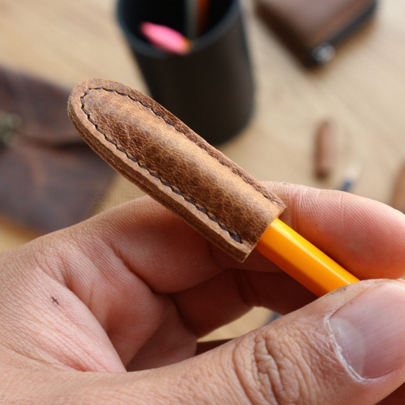 个性皮革笔帽 铅笔头笔尖保护套 学生文具皮质笔盖笔帽可印logo