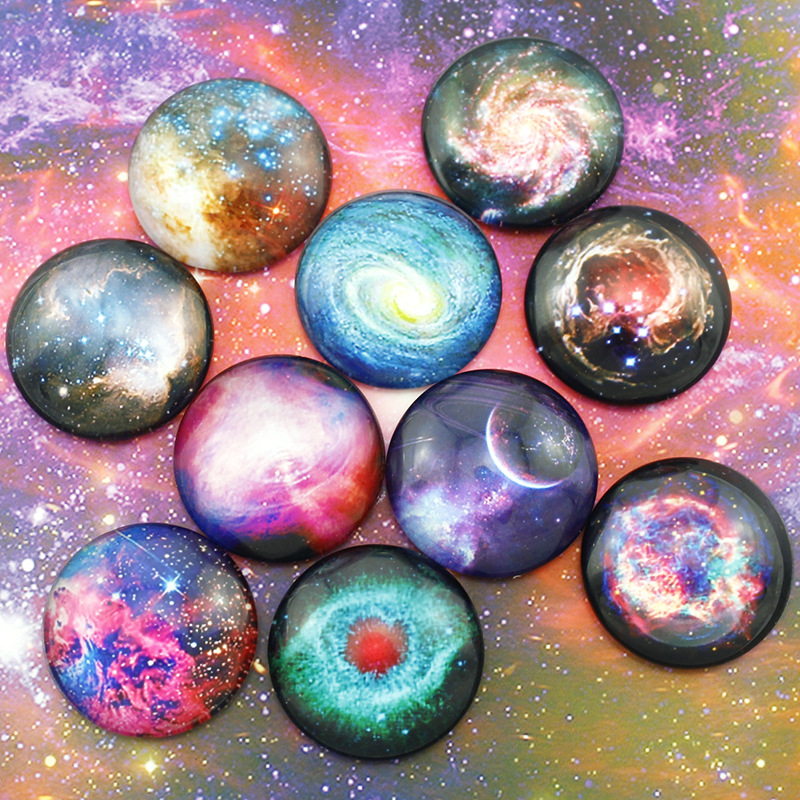 星空星云宇宙球系列 带图时光宝石玻璃贴片 diy饰品 书签项链配件