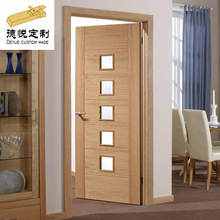 原木色厨房木门钢化玻璃卫生间橡木门造型可订制室内平开门